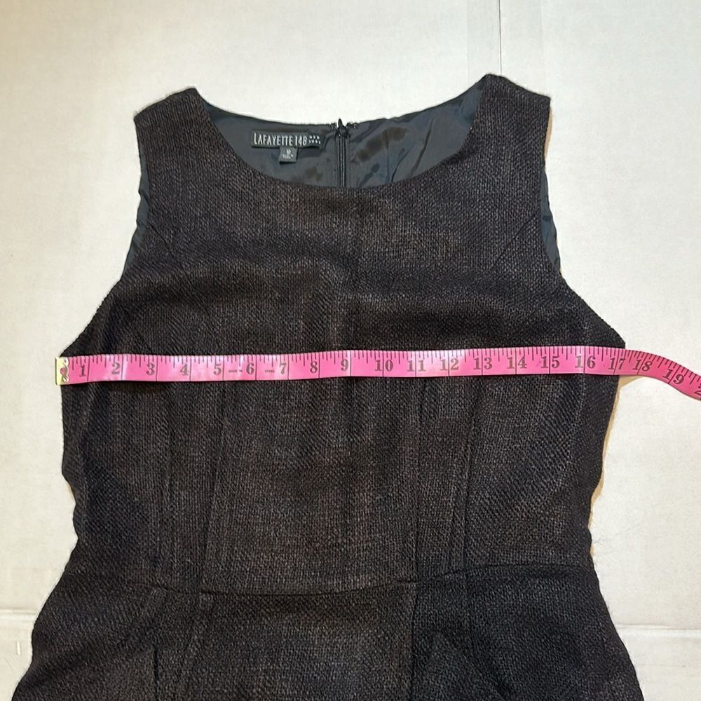 Lafayette 148 New York tweed sheath dark brown sleeveless dress size 10 - Picture 10 of 14